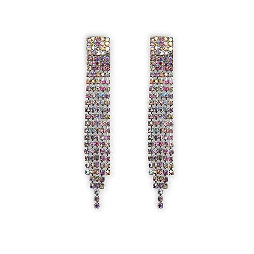 Tone Long Earrings for Women | Chandelier Tassel Drop with Golden Crystal Rhinestone | Lightweight Statement Jewellery for Women & Girls