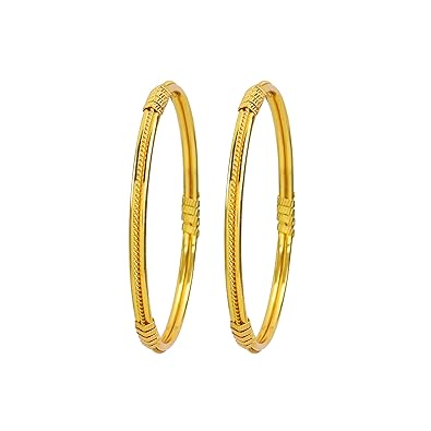 One Gram Micro Gold Plated Traditional Plain Bangle for Women and Girls