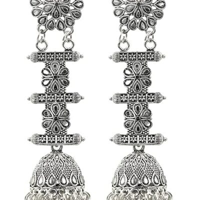 Earrings for Women Oxidised Silver Dangler Jhumkas for Girls and Women