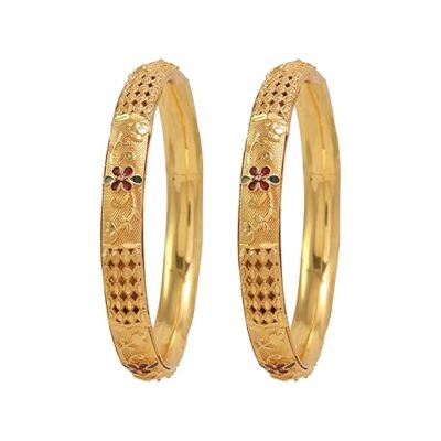 One Gram Gold Plated Traditional American Diamond Stone Bangles for Women and Girls