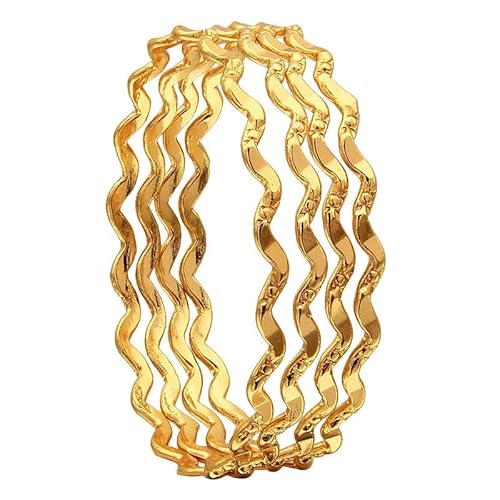 1 Gram Gold Plated Copper Traditional Plain Bangle Set for Women & Girls