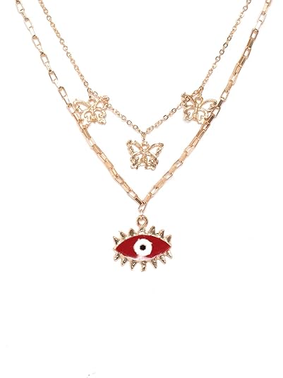 Butterfly evil eye layered necklace - Image 3