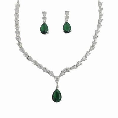 Sparkling Elegance: Exquisite American Diamond Drop Necklace Set for Women and Girls - Stunning Jewelry Set for Special Occasions and Everyday Glam